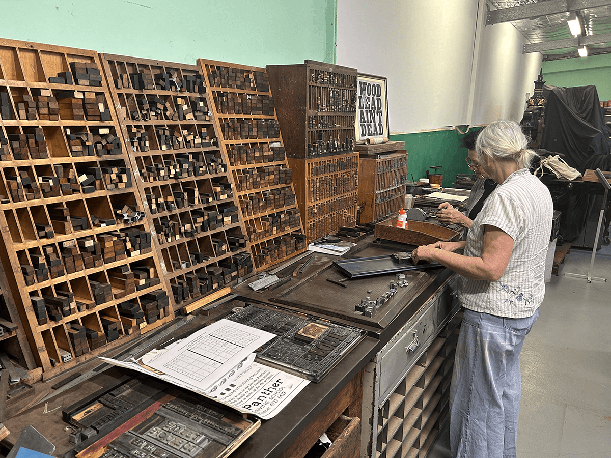 Photo taken at The Penrith Museum of Printing at a handset type workshop, coordinated by Jean Kropper. The museum is a wonderful place to learn old school traditional print skills